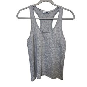 Grana Womens Tank Top XS Grey 100% Linen Racerback Minimalist Summer Neutral